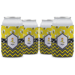 Buzzing Bee Can Cooler (12 oz) - Set of 4 w/ Name or Text