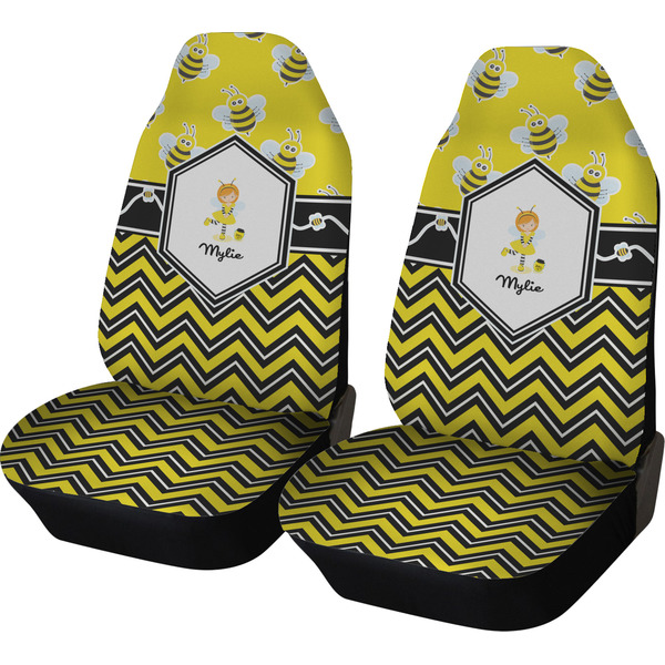 Custom Buzzing Bee Car Seat Covers (Set of Two) (Personalized)