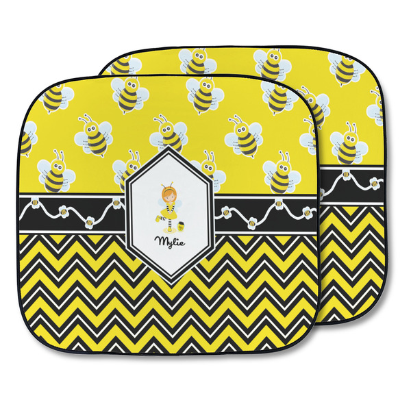 Custom Buzzing Bee Car Sun Shade - Two Piece (Personalized)