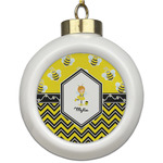 Buzzing Bee Ceramic Ball Ornament (Personalized)