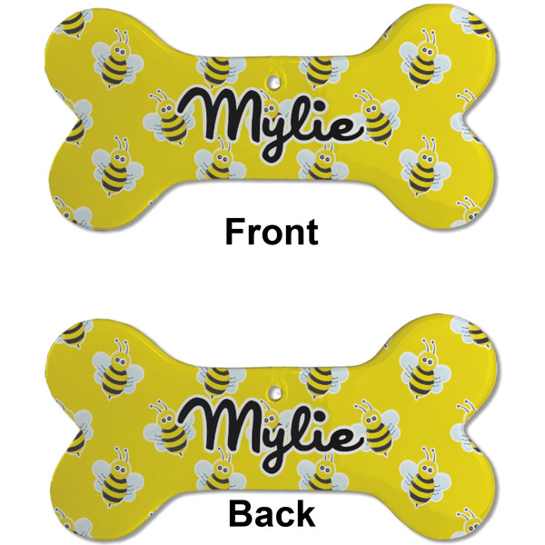 Buzzing Bee Ceramic Flat Ornament - Bone Front & Back (APPROVAL)