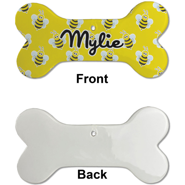 Buzzing Bee Ceramic Flat Ornament - Bone Front & Back Single Print (APPROVAL)