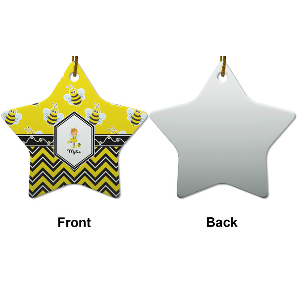 Buzzing Bee Ceramic Flat Ornament - Star Front & Back (APPROVAL)
