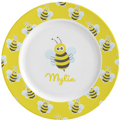 Buzzing Bee Ceramic Dinner Plates (Set of 4) (Personalized)