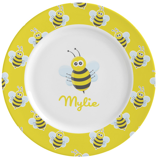Custom Buzzing Bee Ceramic Dinner Plates (Set of 4) (Personalized)