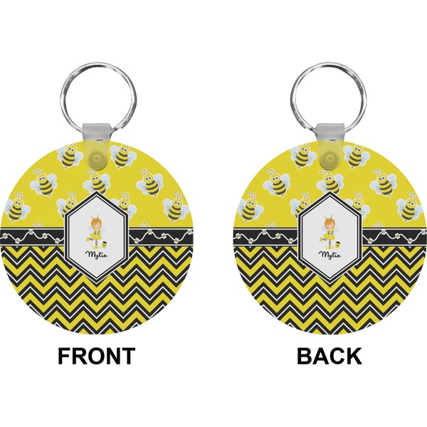 Buzzing Bee Circle Keychain (Front + Back)