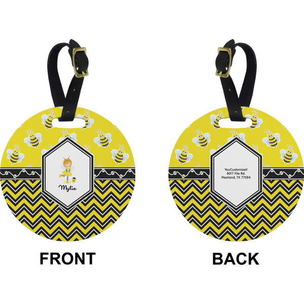 Buzzing Bee Circle Luggage Tag (Front + Back)