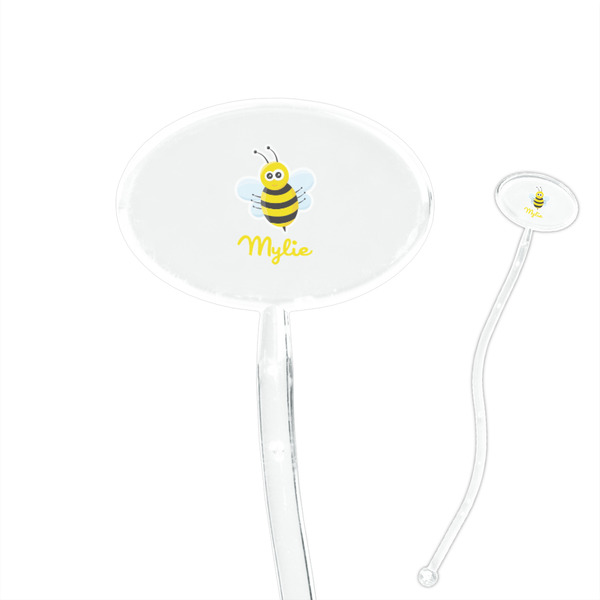 Custom Buzzing Bee 7" Oval Plastic Stir Sticks - Clear (Personalized)