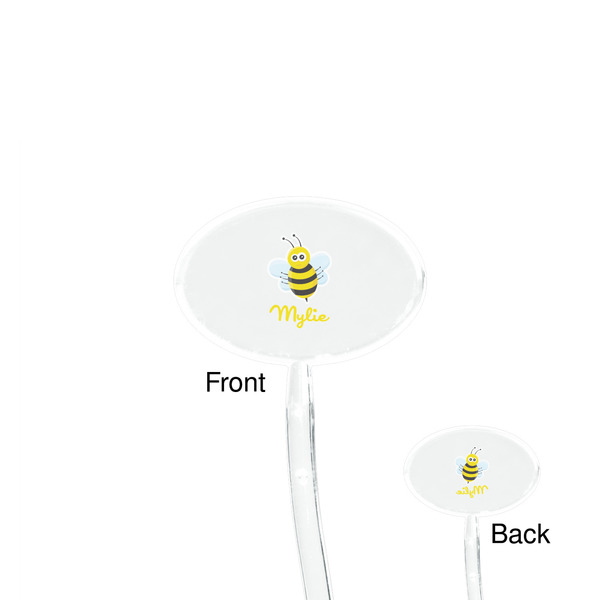 Buzzing Bee Clear Plastic 7" Stir Stick - Oval - Front & Back
