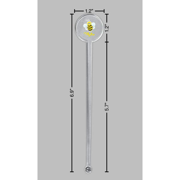 Buzzing Bee Clear Plastic 7" Stir Stick - Round - Dimensions