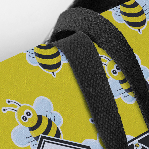 Buzzing Bee Closeup of Tote w/Black Handles
