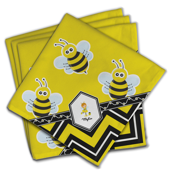 Custom Buzzing Bee Cloth Napkins (Set of 4) (Personalized)