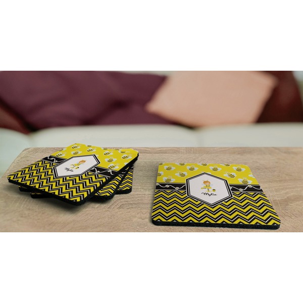 Buzzing Bee Coaster Rubber Back - On Coffee Table