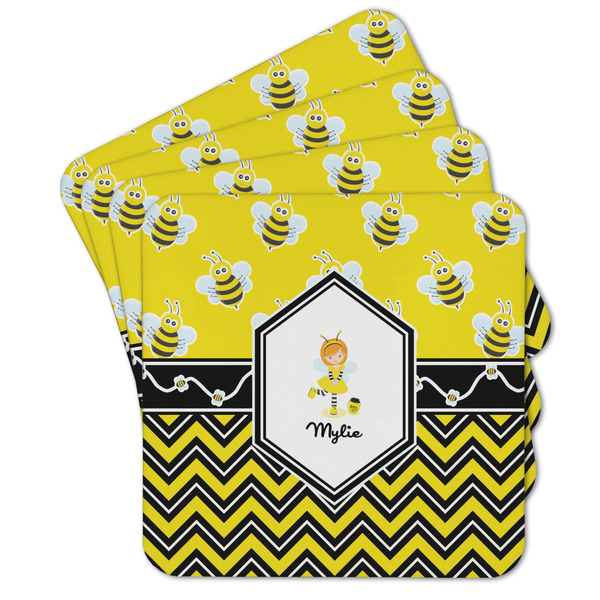 Custom Buzzing Bee Cork Coaster - Set of 4 w/ Name or Text