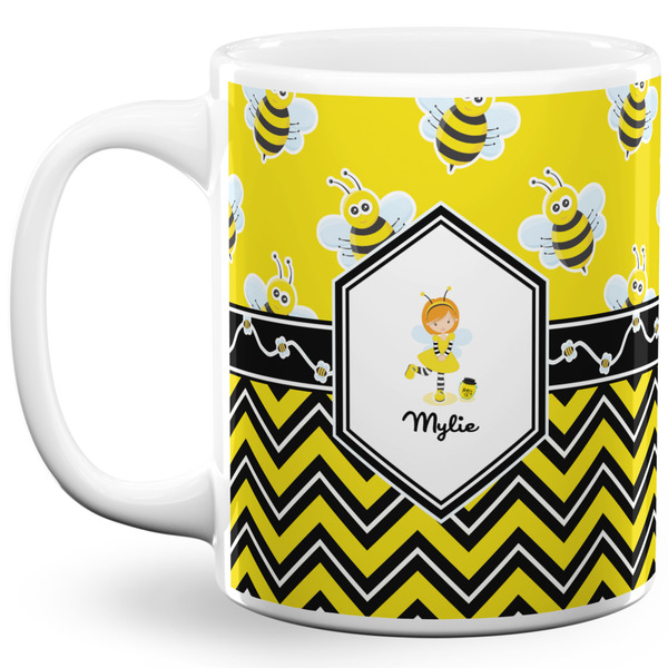 Custom Buzzing Bee 11 Oz Coffee Mug - White (Personalized)