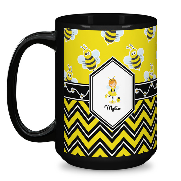 Buzzing Bee Coffee Mug - 15 oz - Black