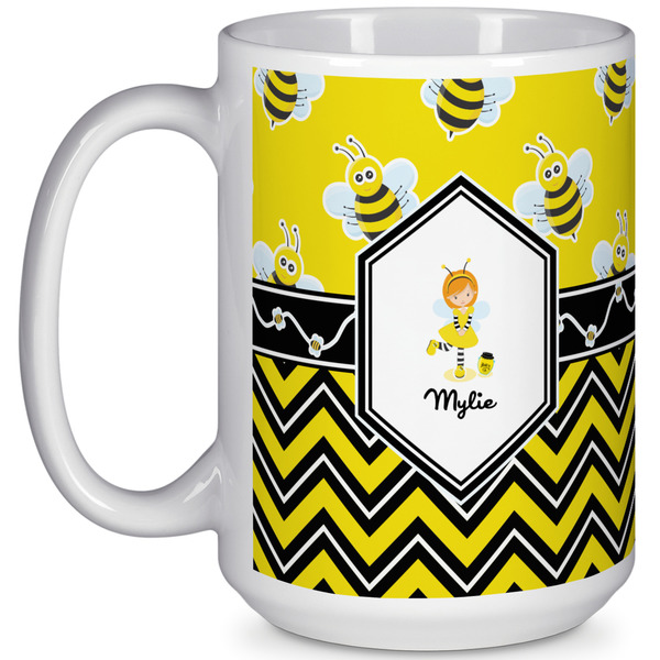 Custom Buzzing Bee 15 Oz Coffee Mug - White (Personalized)