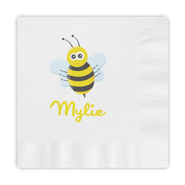Custom Buzzing Bee Embossed Decorative Napkins (Personalized)