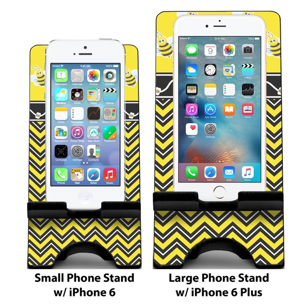 Buzzing Bee Compare Phone Stand Sizes - with iPhones