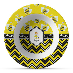 Buzzing Bee Plastic Bowl - Microwave Safe - Composite Polymer (Personalized)