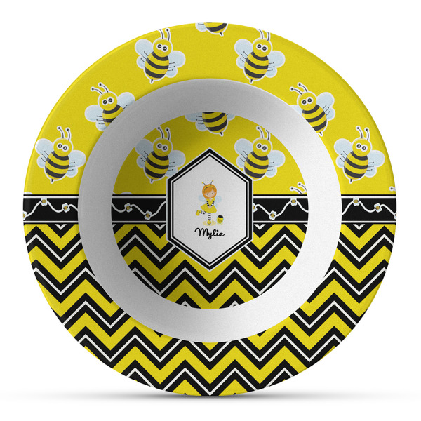 Custom Buzzing Bee Plastic Bowl - Microwave Safe - Composite Polymer (Personalized)