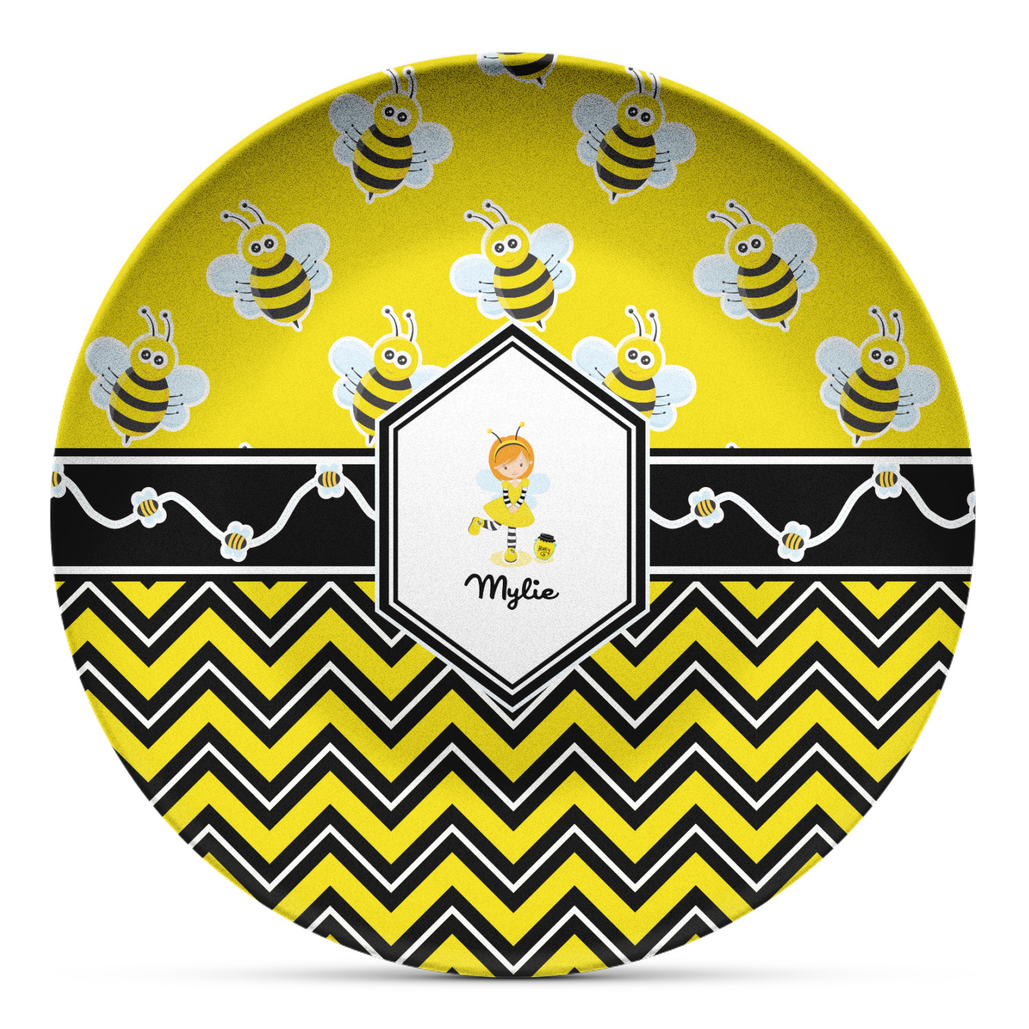 Buzzing Bee Microwave Safe Plastic Plate - Composite Polymer