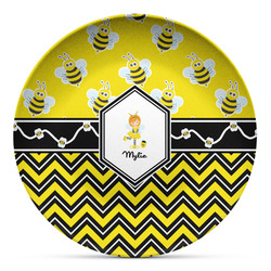 Buzzing Bee Microwave Safe Plastic Plate - Composite Polymer (Personalized)