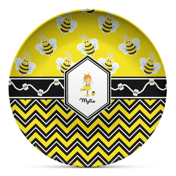 Custom Buzzing Bee Microwave Safe Plastic Plate - Composite Polymer (Personalized)