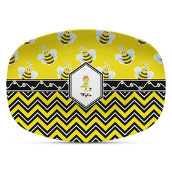 Buzzing Bee Plastic Platter - Microwave & Oven Safe Composite Polymer (Personalized)