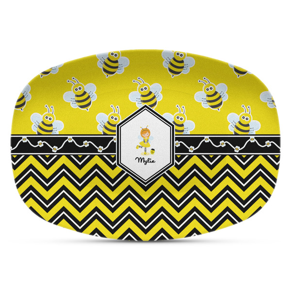 Custom Buzzing Bee Plastic Platter - Microwave & Oven Safe Composite Polymer (Personalized)