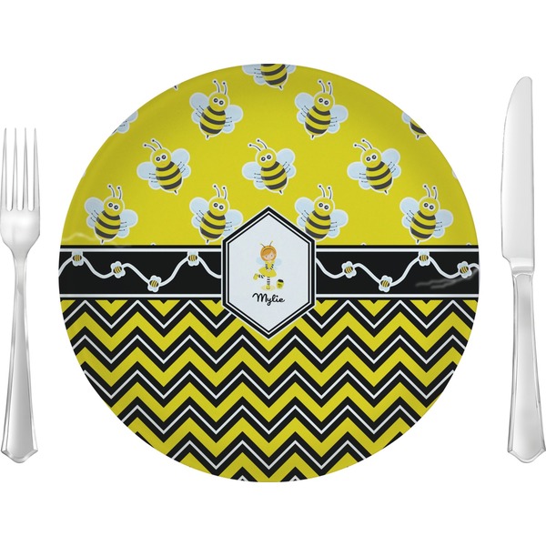 Custom Buzzing Bee Glass Lunch / Dinner Plate 10" (Personalized)