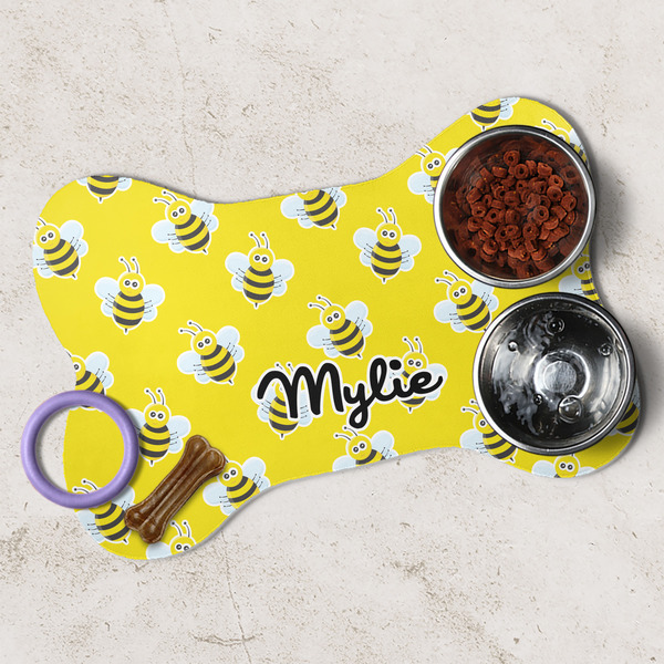 Buzzing Bee Dog Bone Shaped Mat Lifestyle