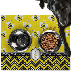 Buzzing Bee Dog Food Mat - Large w/ Name or Text