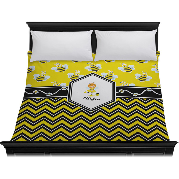 Buzzing Bee Duvet Cover - King - On Bed - No Prop