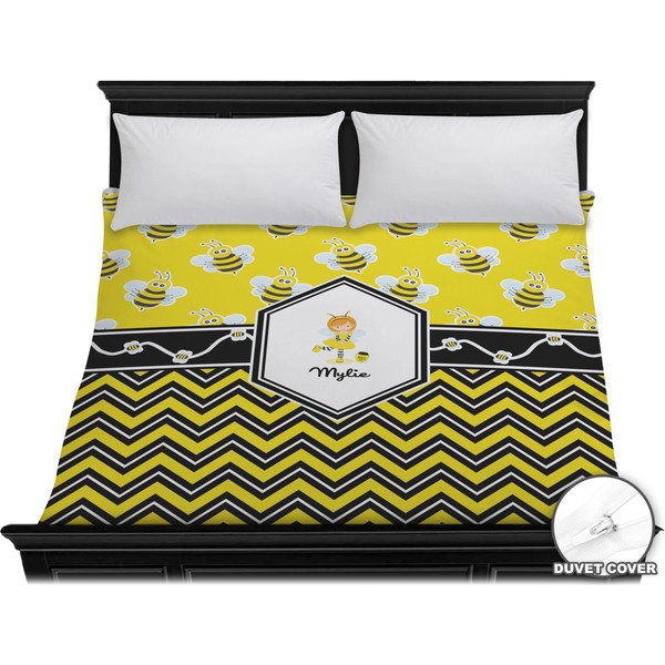 Custom Buzzing Bee Duvet Cover - King (Personalized)