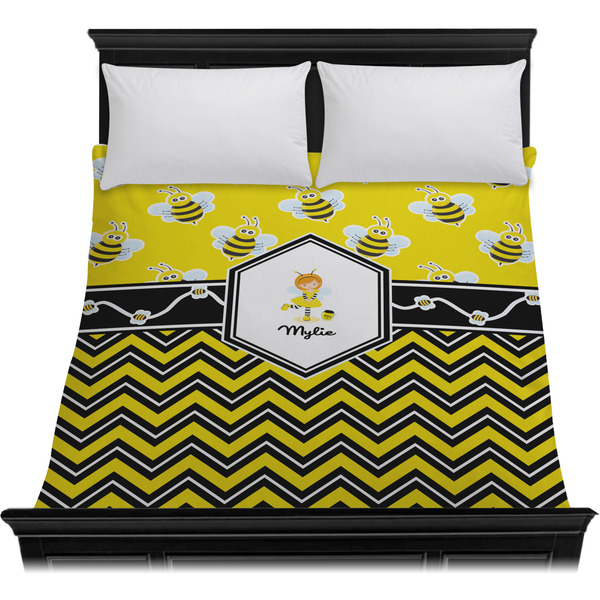 Buzzing Bee Duvet Cover - Queen - On Bed - No Prop