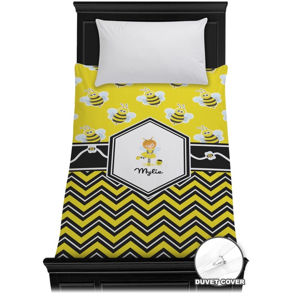 Custom Buzzing Bee Duvet Cover - Twin (Personalized)