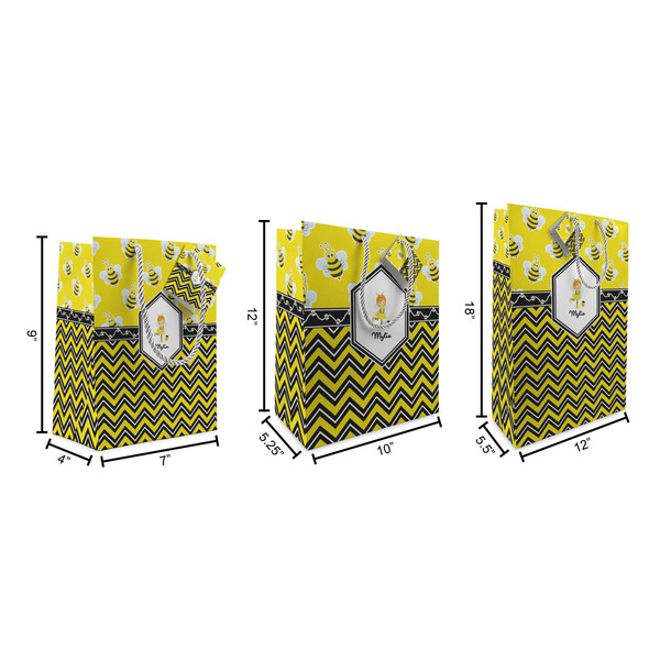 Buzzing Bee Gift Bags - All Sizes - Dimensions