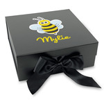 Buzzing Bee Gift Box with Magnetic Lid - Black (Personalized)