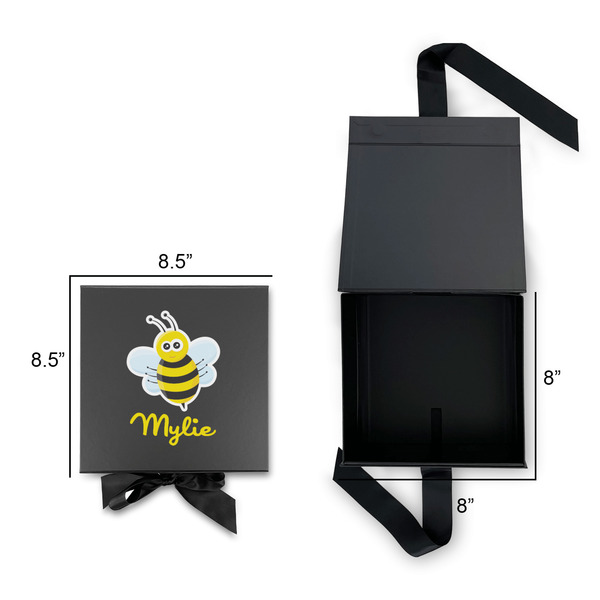 Buzzing Bee Gift Boxes with Magnetic Lid - Black - Open & Closed