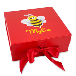 Buzzing Bee Gift Box with Magnetic Lid - Red (Personalized)