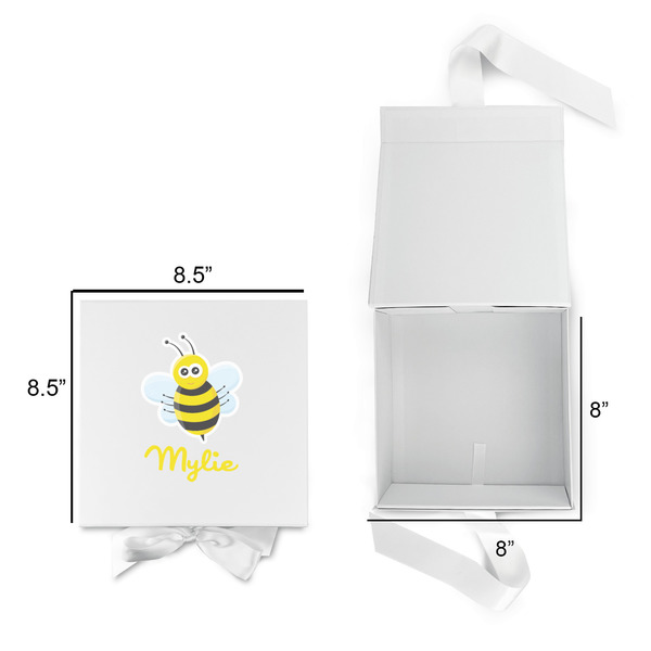 Buzzing Bee Gift Boxes with Magnetic Lid - White - Open & Closed