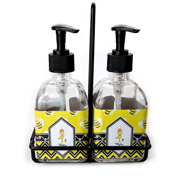 Custom Buzzing Bee Glass Soap & Lotion Bottle Set (Personalized)
