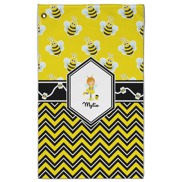 Custom Buzzing Bee Golf Towel - Poly-Cotton Blend w/ Name or Text