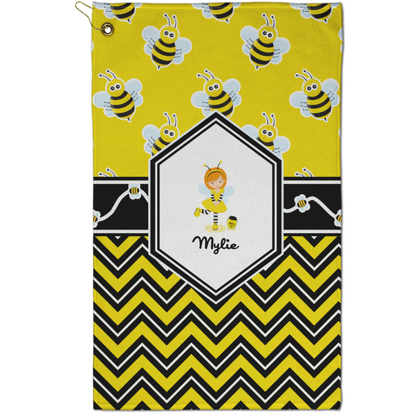 Custom Buzzing Bee Golf Towel - Poly-Cotton Blend - Small w/ Name or Text