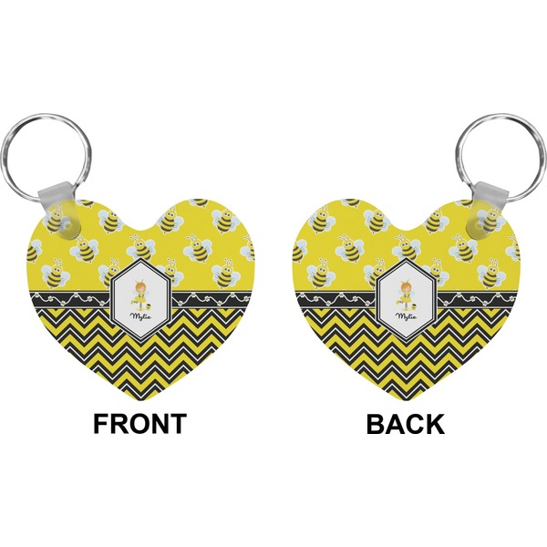 Buzzing Bee Heart Keychain (Front + Back)