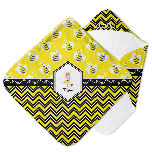 Custom Buzzing Bee Hooded Baby Towel (Personalized)