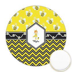 Buzzing Bee Printed Cookie Topper - Round (Personalized)