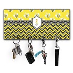 Buzzing Bee Key Hanger w/ 4 Hooks w/ Graphics and Text