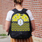 Buzzing Bee Large Backpack - Black - On Back